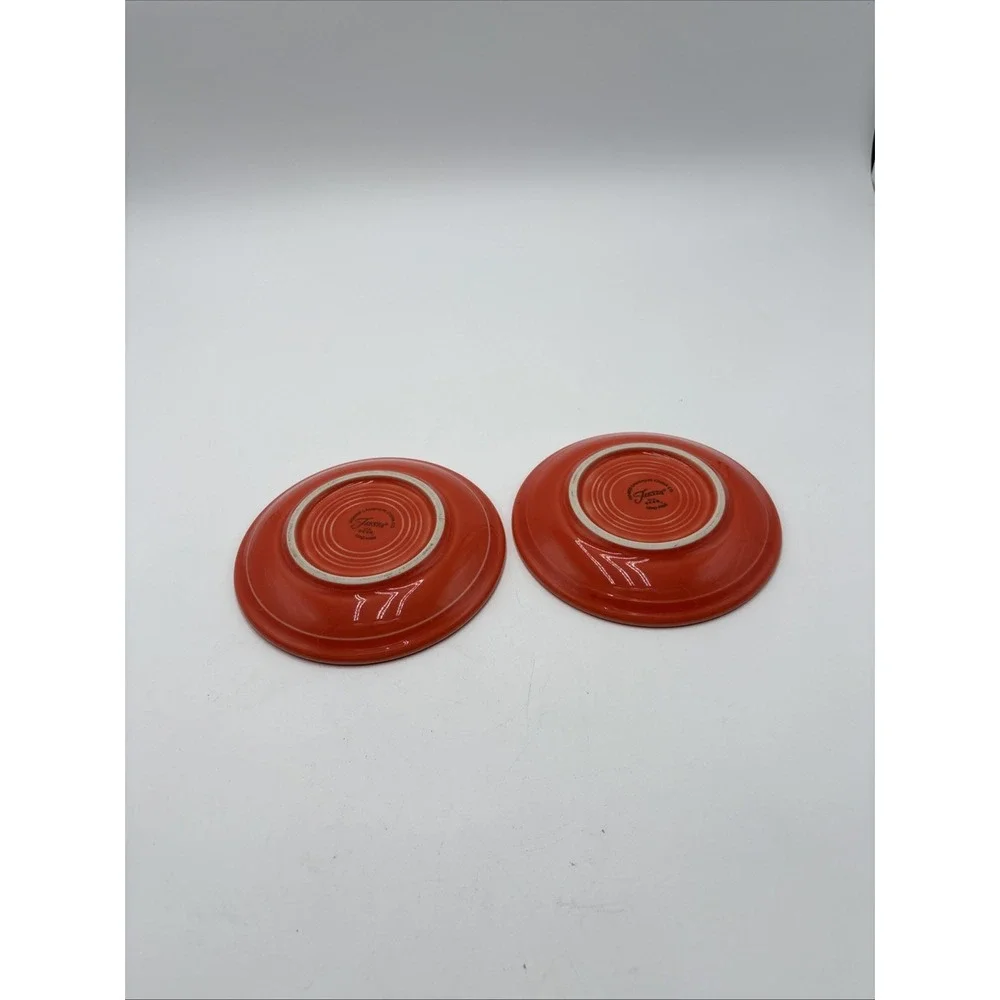 Vtg Fiesta Ware‎ Homer Laughlin 80's 90's Lead Free Saucers 2 Orange